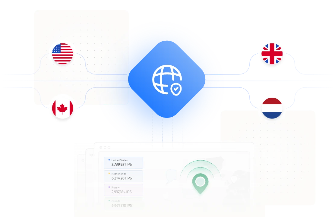 Static residential proxy global coverage illustration